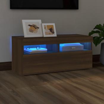 vidaXL TV Cabinet with LED Lights Brown Oak 90x35x40 cm