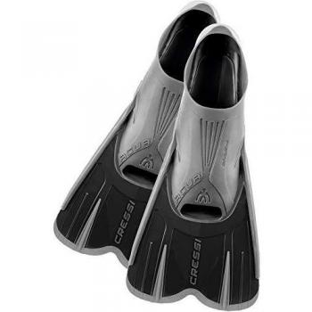 Cressi Agua Short Swim Fins Black/Silver, Size 39/40 (US Men's 5.5/6.5)