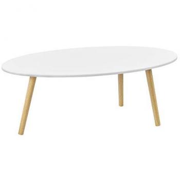 Mesa de Centro Viborg 110 x 60 x 40 cm con 3 Patas Blanco y Efecto Madera