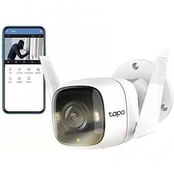 TP-Link Tapo C320WS - Cámara Vigilancia WiFi Exterior/Interior, Resolución QHD 4MP, Visión Nocturna a Color, Notificaciones en Tiempo Real, IP66 Prueba de Agua, Compatible con Alexa, Blanco