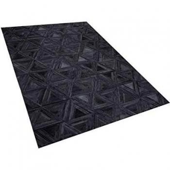 Alfombra de Piel de Vacuno Negra Rectangular 140 x 200 cm Patrón Artesanal Pelo Corto Estilo Moderno Kasar