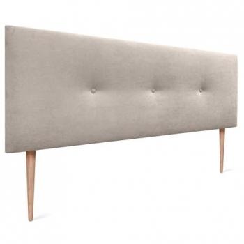Cabecero Acolchado de Tela Beige Acualine con Botones y Patas para Cama 120/135/140 cm - Diseño Moderno y Lujo