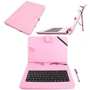 DURAGADGET Funda/Teclado QWERTY ESPAÑOL Rosa para ASUS ZenPad 10