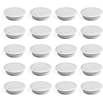 EMUCA - Pasacables de Mesa Circular Ø60mm de plástico Blanco, Tapa pasacables encastrable en Mesa de Oficina/Escritorio, Lote de 20