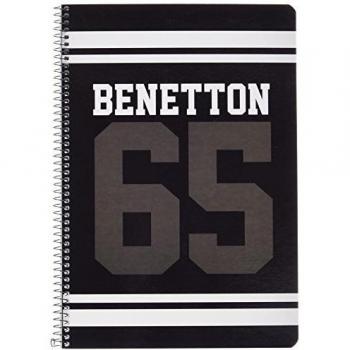 Benetton Libreta Folio 80 Hojas Tapas duras, Color Negro