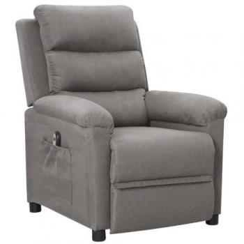 Sillón Reclinable Eléctrico de Tela Gris Claro con Reposapiés Ajustable para Sala de Estar y Oficina