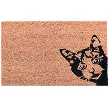 Felpudo de Coco con Diseño de Gato - 40 x 60 cm - Beige
