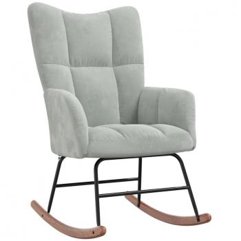 Light Grey Velvet Rocking Chair