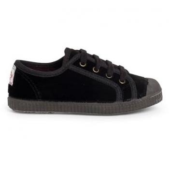Zapatillas de Lona para Niños en Terciopelo con Cordones - Color Negro Talla 24