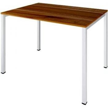 LEVIRA Escritorio, Mesa de Escritorio Ceou II, 110 x 70 x 74 - Blanco y Nogal Troia