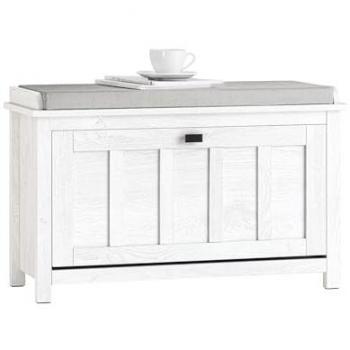 Banco Zapatero Blanco con Asiento y 1 Puerta, Almacenamiento para Entrada, 80 x 30 x 50 cm FSR161-W