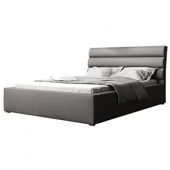 Cama Pomona 108 Tapizada Doble con Somier y Cajón de Almacenamiento, 223x200x100cm, Color Gris