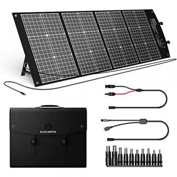 ELECAENTA Cargador Solar Portátil 120W 18V Panel Plegable Monocristalino ETFE Impermeable con CC MC4 USB Tipo C PD45W QC3,0 para Generador Power Station Celulares Tableta Caravanas Acampar