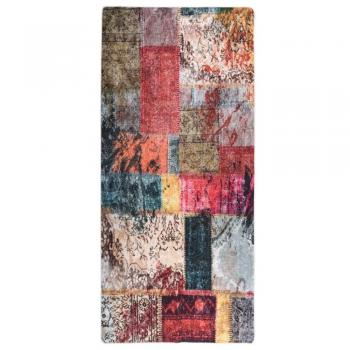 Alfombra de patchwork lavable multicolor 80x300 cm con base antideslizante
