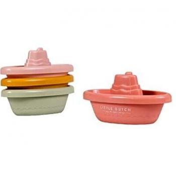 Barcos rosas para el baño Little Dutch - Juguete de baño, diseño atractivo, material seguro y flotante, ideal para niños, promueve la imaginación y la diversión en el agua