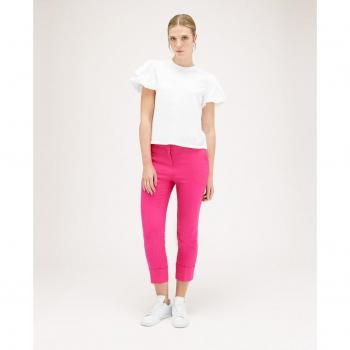 Pantalón Capri de Lino con Abertura Delantera para Mujer