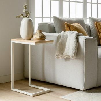 Mesa auxiliar Galia natural-blanco 30 x 60 cm chapado en roble
