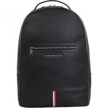 Sleek Black Contrasting Detail Backpack by Tommy Hilfiger, Urban Chic Black Backpack with Contrast Details, unisex, black, size: ONE SIZE