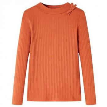 Camiseta Infantil de Manga Larga Naranja Tostado 92, Ropa Infantil de Cuello Redondo, Forma Recta