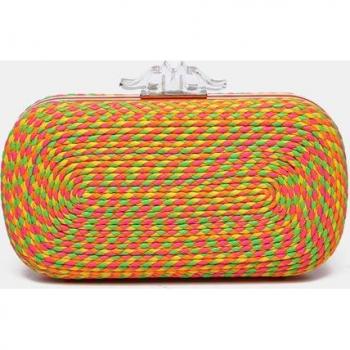 Abbacino - Elegante bolso de fiesta tipo clutch en naranja con detalles dorados