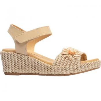Sandalias Pitillos 5503 para mujer con plataforma color beige y sandalias cunas mimbre natural