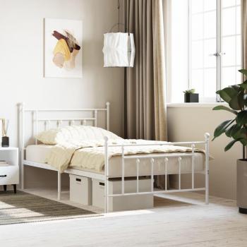 Cama Metal Blanca con Cabecero y Pediera 107x203 cm