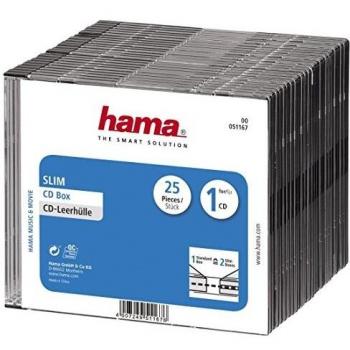 Hama - CD Slim Box, Black, Pack of 25 pcs, Negro