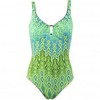 Red Point Beachwear, Mujer, Bañador, Basico foam, Talla ESP: 42, Copa B, Verde, Sile, Estampado étnico-geométrico