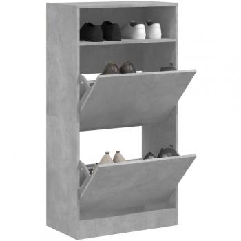 Zapatero Armario Estantería para Zapatos de Madera de Ingeniería Color Blanco, Gris Hormigón y Gris Sonoma 60x34x116 cm