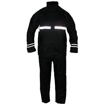 Protectwear Gabardina de motocicleta, traje de lluvia,impermeable, 2 piezas, negro RK Tamaño XL