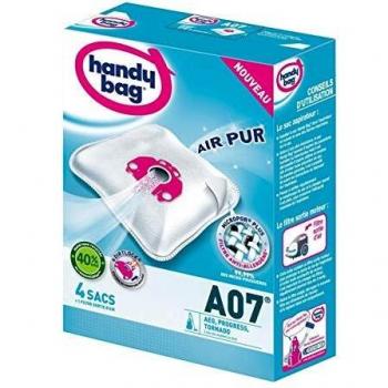 Kit de 4 Sacs Aspirador A07 - Microfibra Antialérgica, Filtro Motor Tornado, Cierre Fácil, 99.99% Retención de Polvo, 50% Materiales Reciclados