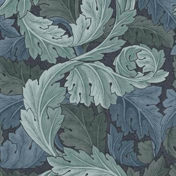 William Morris Acanthus Retro Textured Wallpaper in Blue, 1000cm L x 52cm W