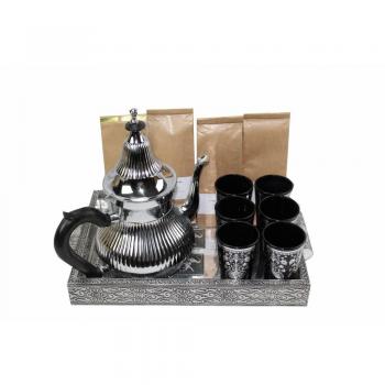 DonRegaloWeb - Juego de té marroquí con bandeja, tetera vasos y surtido de tés