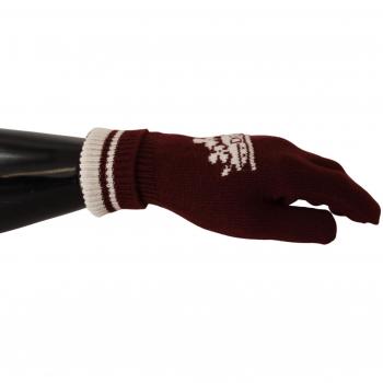 Dolce & Gabbana Red White D&G Logo Crown Cashmere Gloves - Male, Size 9 (L), Elegant and Warm