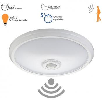 Aplique de superficie 2xE27 IP20 con sensor de movimiento EDM