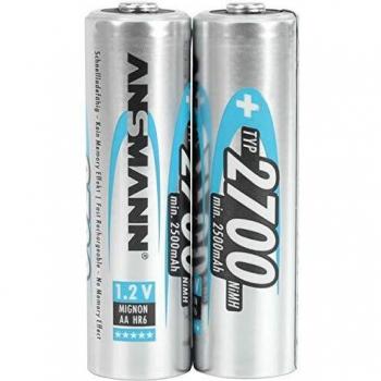 Ansmann 5030852 - Mignon, tipo AA 2700mAh pila altamente capacitiva profesional/multiuso, foto digital, 2 unidades