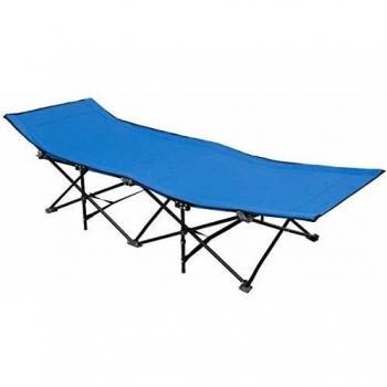 Catre de Camping Plegable AMANKA con Estructura de Acero, 10 Piernas, Dimensiones 190x70cm, Incluye Bolsa de Transporte - Color Azul Claro