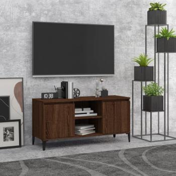 Mueble de TV con patas de metal roble marrón 103,5x35x50 cm