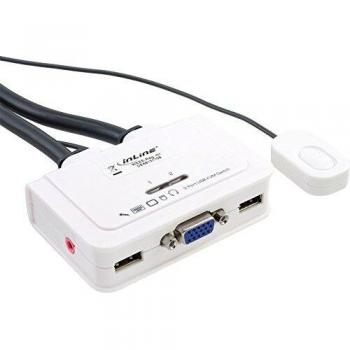 Interruptor KVM InLine® 2 Puertos VGA USB con Audio y Cables Integrados 0,9m