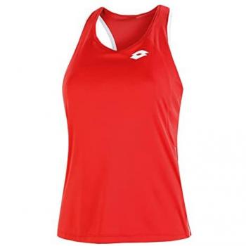Camiseta de Tirantes Lotto Squadra II PL para Mujeres - Rojo y Blanco
