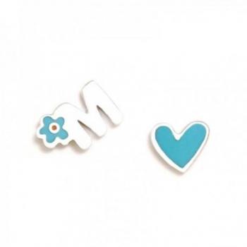 Pendientes de Plata Ley 925 con Inicial M y Corazón Azul - Colección Abecedario Agatha Ruiz de la Prada