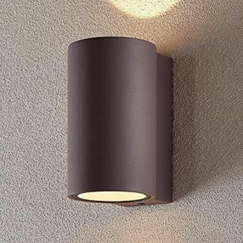 Aplique LED Katalia de hormigón, lámpara de pared exterior con dos luces en gris