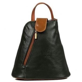 FIRENZE ARTEGIANI. Carlotta Bolso Mochila Mujer.Piel auténtica Savage .Bolso Mochila Mujer.Made in Italy. Vera Pelle Italiana.22,5x11x22,5 cm. Color: Verde Oscuro Cuero.