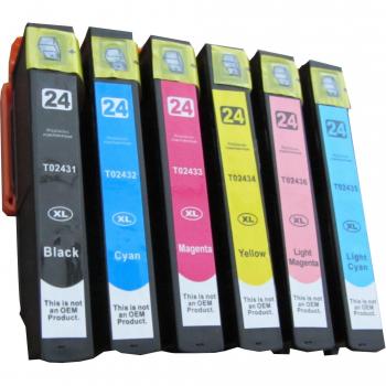6 comp. cartuchos de impresora xl para Epson Expression Foto XP 750 760 850 860 950 XL versión 1 x negro 1 x azul 1 X rojo 1 x amarillo 1 x rojo claro 1 x luz azul