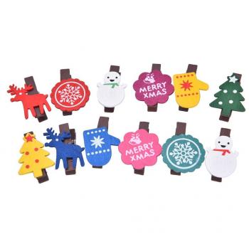 Kanggest 12pcs Mini Pinzas Madera Pequeñas Para Fotos Clips de Madera Decorativas navidad Papel DIY Mini Fotos de Madera para decoración de Navidad
