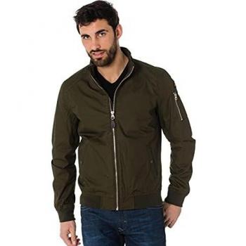 Chaqueta Schott Kenny con cremallera y cuello alto color verde kaki