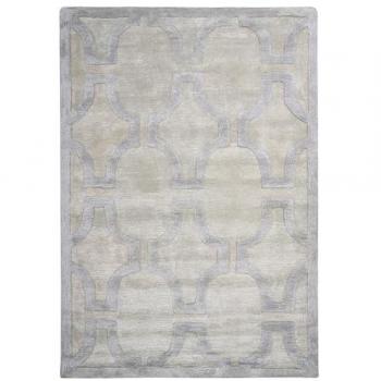 Alfombra rectangular de viscosa beige y gris 160 x 230 cm modelo Gwani