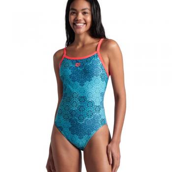 Bañador de mujer Arena Camo One Piece azul rojo - Talla 44