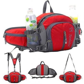 SINOKAL Bolso de Cintura Multifuncional con Estilo Militar de Lona Resistente al Agua, Riñonera para Correr, Caminar, Ciclismo, Escalar, Acampar y para Viajes