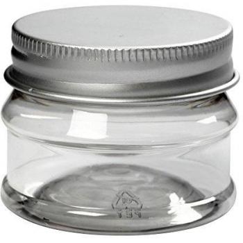 Tarro de Plástico Transparente con Tapa Rosca, Altura: 35 mm y 45 mm, Paquete de 10 Piezas